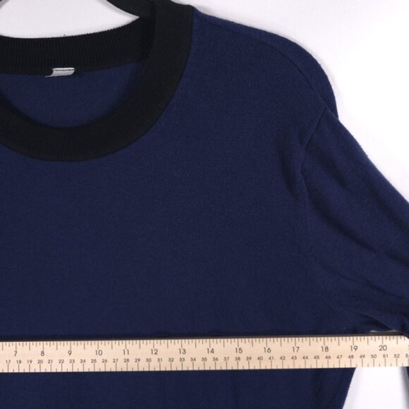 Lululemon SILK Blend Sweater Crew Neck Pullover Knit Ringer Blue Black Size 10 - Picture 6 of 10